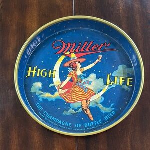 Miller High Life Vintage Beer Tray - Collector's Item